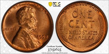 1957 1C MS66RD