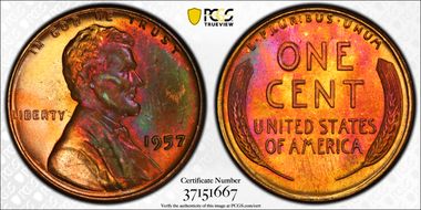1957 1C MS66RB