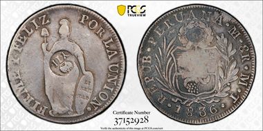 (1834-37) 8 R KM-138.2 C/M on Peru 8R N1