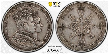 1861-A Thaler Coronation KM-488  Ag XF45