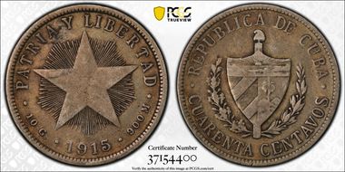 1915 40C Low Relief VF35