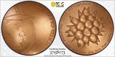 1972-P Medal D1972-1b Bronze Roberto Clemente Large MS66