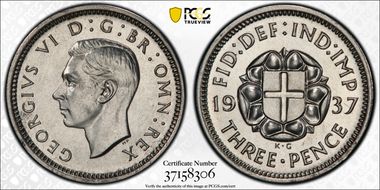 1937 3D S-4085 Silver Shield on Rose PR64