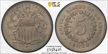 1866 5C Rays MS63