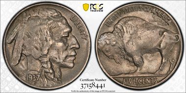 1937-D 5C 3 Legs XF40