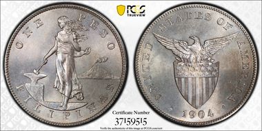 1904 Peso KM-168  Ag MS63