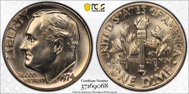 1974-D 10C MS66FB