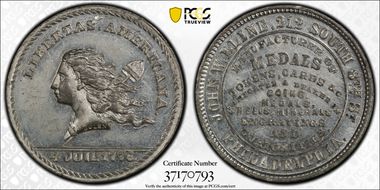 (1876) Token Pa-Ph 205A White Metal John W. Kline MS62