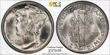 1945-S 10C MS66+ FB