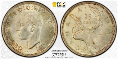 1937 25C Double HP MS64