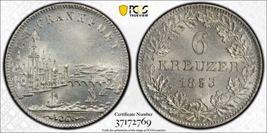 1853 6 Kr KM-350 City View MS63