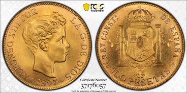 1897-SGV 100 P (1962) Restrike KM-708  Au MS65