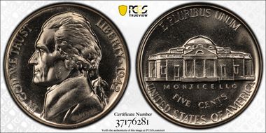 1942 5C Nickel PR67