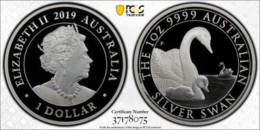 2019-P $1 Silver Swan First Strike PR70DCAM