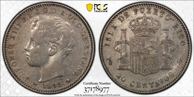 1895-PG V 20C KM-22  Ag AU50
