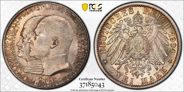 1904 2 Mk 400th Birthday J-74 MS65