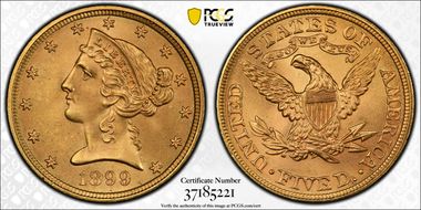 1899 $5 MS67