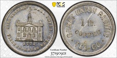(1876) Token NY-NY 731A White Metal Great Union Pacific Tea Co. N1