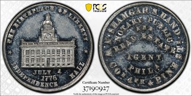 (1876) Token Pa-Ph 926 White Metal Shagmar S. Hand MS61