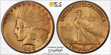 1909-S $10 MS64