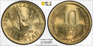 1990-So 10 Peso LIBERTAD MS65