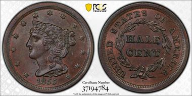 1855 1/2C Cohen 1 MS65BN
