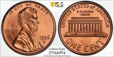 1996-D 1C MS67RD