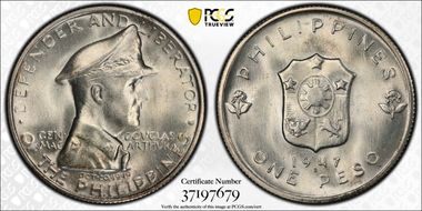 1947-S/S Peso MacArthur Allen-R2a MS65