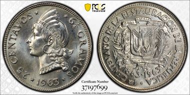 1963 25C 100 Yr Ann. of Restoration MS66