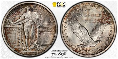 1917-S 25C Type 1 MS62FH