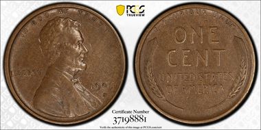 1909-S 1C Lincoln AU50BN