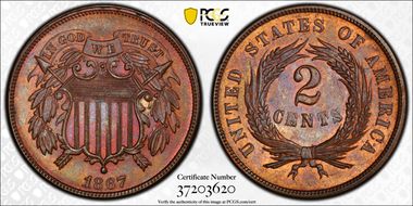 1867 2C MS64RB