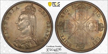 1887 Florin S-3925 Jubilee Head MS61