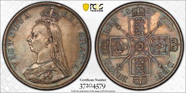 1887 Dbl Fl S-3923 Arabic 1 AU58