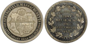 1886 SC$1 HK-609 White Metal 250th Anniv. Springfield MA MS64