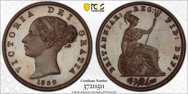 1839 1/2D S-3949 Bronzed ↑↑ PR64