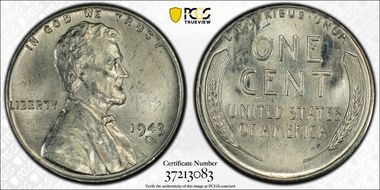 1943-S 1C MS64