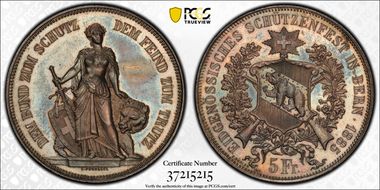 1885 5 Fr Bern R-193 MS62