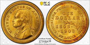 1903 G$1 LA Purchase, Jefferson MS67