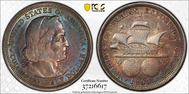 1893 50C Columbian AU53