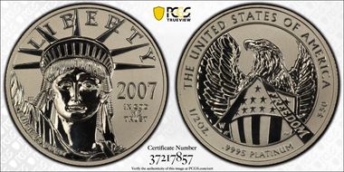 2007-W $50 Statue of Liberty 10th Ann Set Rev PR PR70