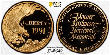 1991-W $5 Mount Rushmore PR70DCAM