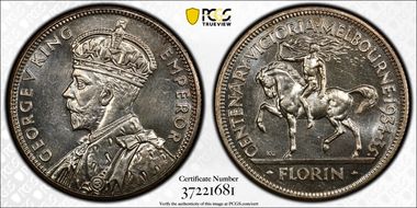 1934-35 Florin Centennial KM-33  Ag MS64