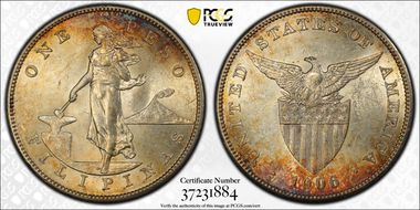 1906-S Peso KM-168  Ag MS61