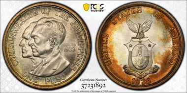 1936-M Peso Murphy-Quezon MS67