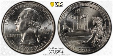 2019-W 25C American Memorial NP Early Find MS65