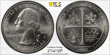 2019-P 25C San Antonio Missions NP MS66