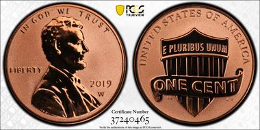 2019-W 1C Shield - Reverse Proof PR68RD
