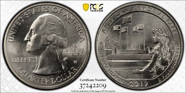 2019-W 25C American Memorial NP Early Find MS65
