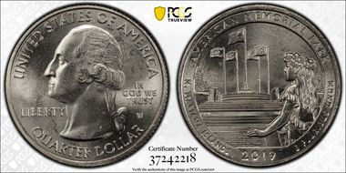2019-W 25C American Memorial NP Early Find MS65